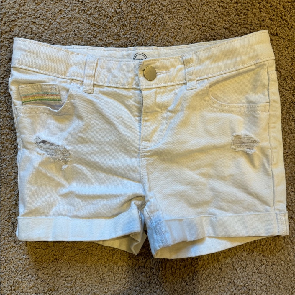 Girls White Denim Jean Shorts - Size 8. Brand: Wonder Nation. Gently used.